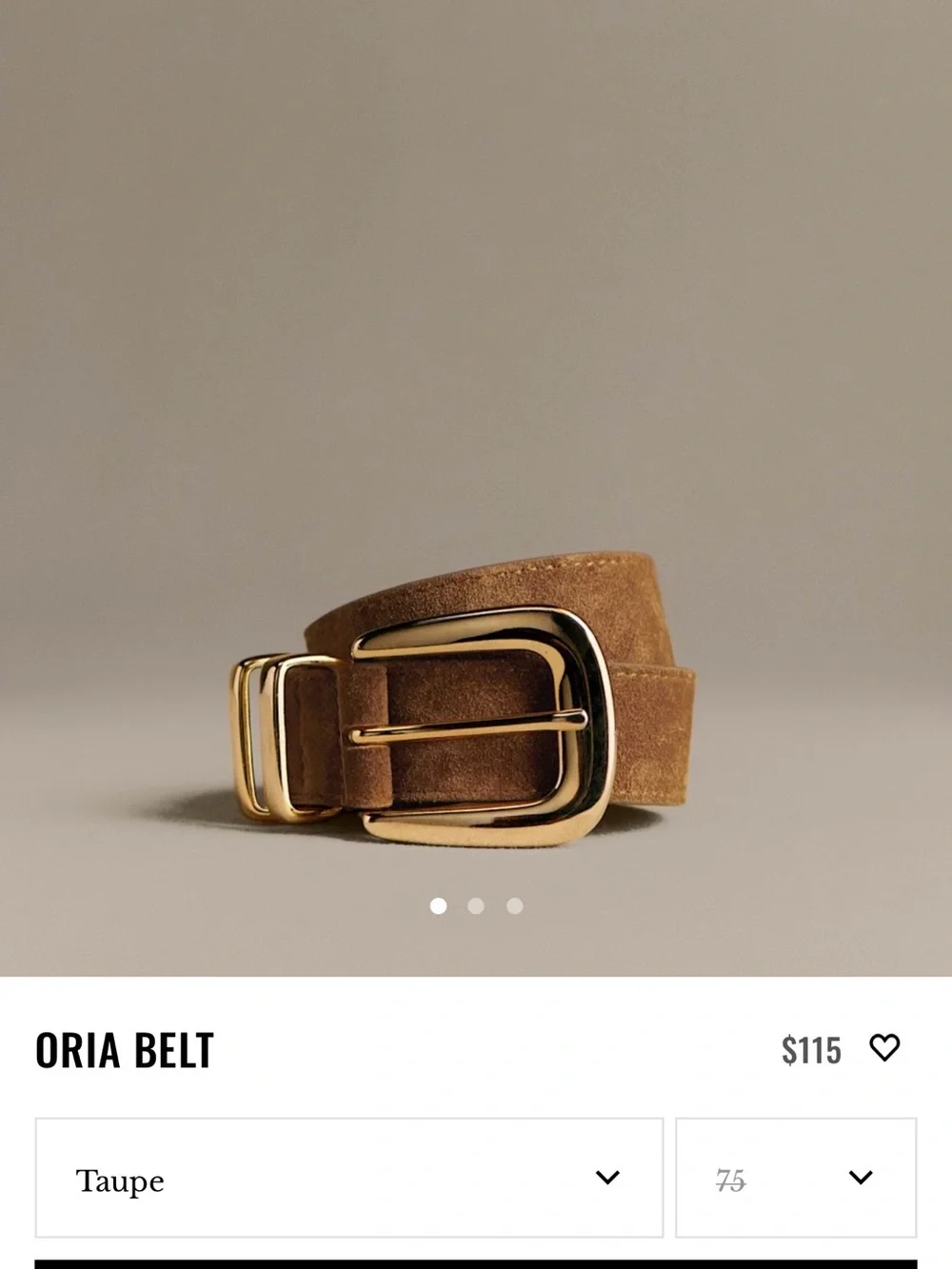 Sezane Oria Belt in taupe with gold buckle
